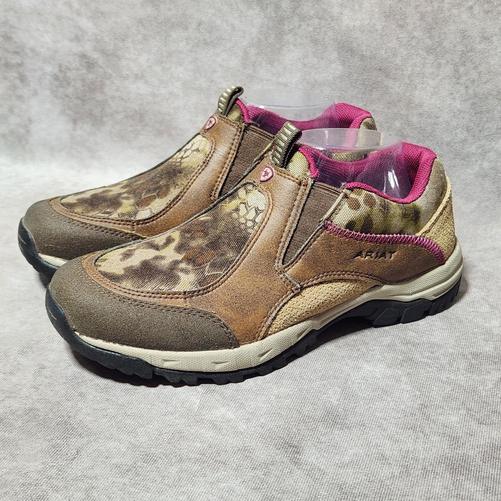 Ariat ATS Skyline Low Brown Camo Pink Leather Slip On Shoes 10015421 Womens 9.5B